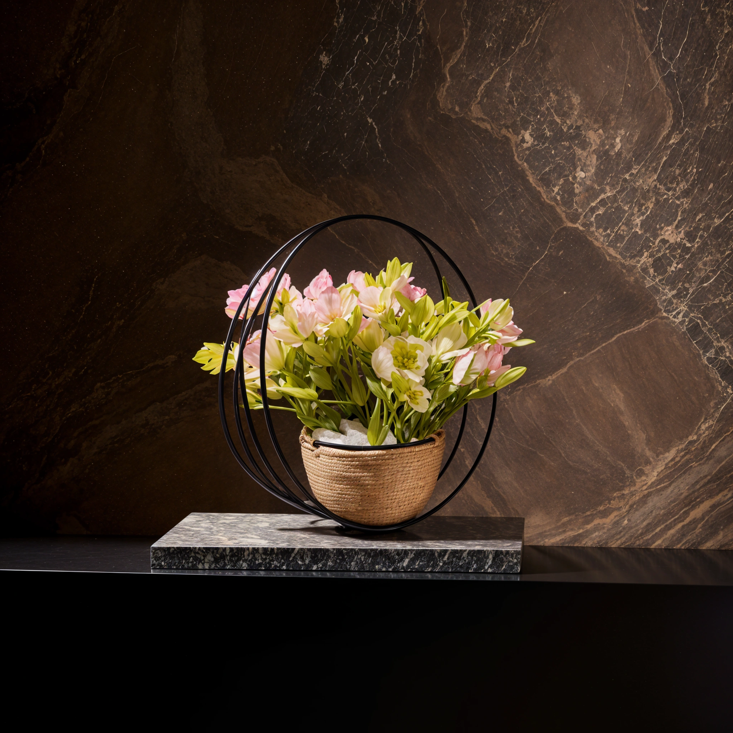 Potted plant with pink and yellow leaves